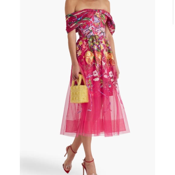 Marchesa notte embroidered midi tulle dress - Picture 7 of 10
